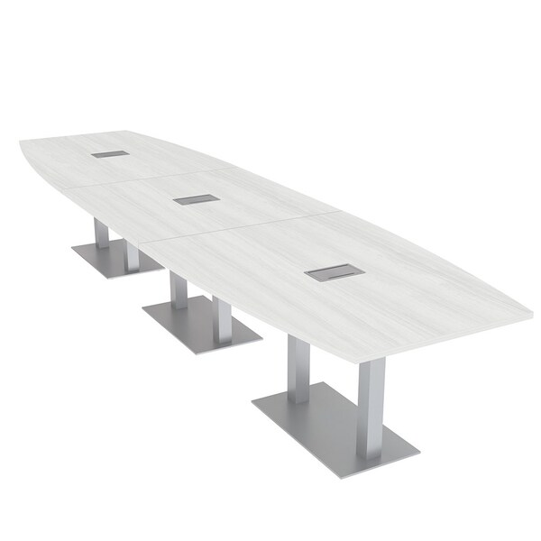 Skutchi Designs 45 in W, 165.75 in L, 29 in H, Engineered Wood Top, White HAR-BOT-46x168-DOU-ELEC-WHCYPRESS - main